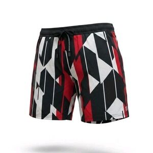 Sports‎ Illustrated Men's Board Shorts Large Red Black Geometric Print Swim
